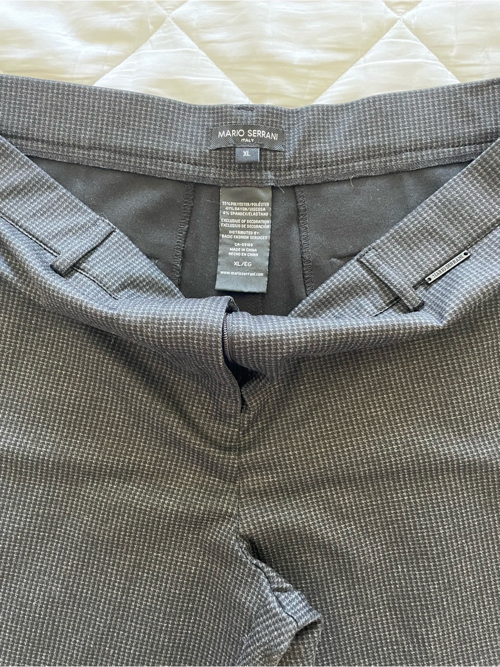 Mario Serrani Gray Micro-Check Flat Front Pants
